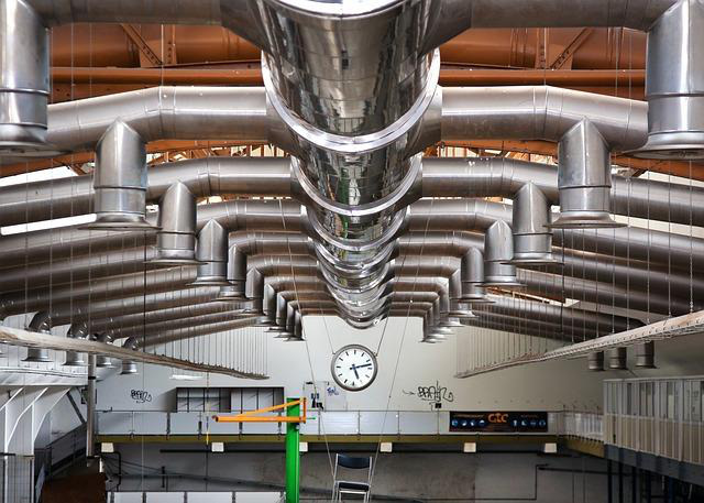 A ventilation system in a restaurant